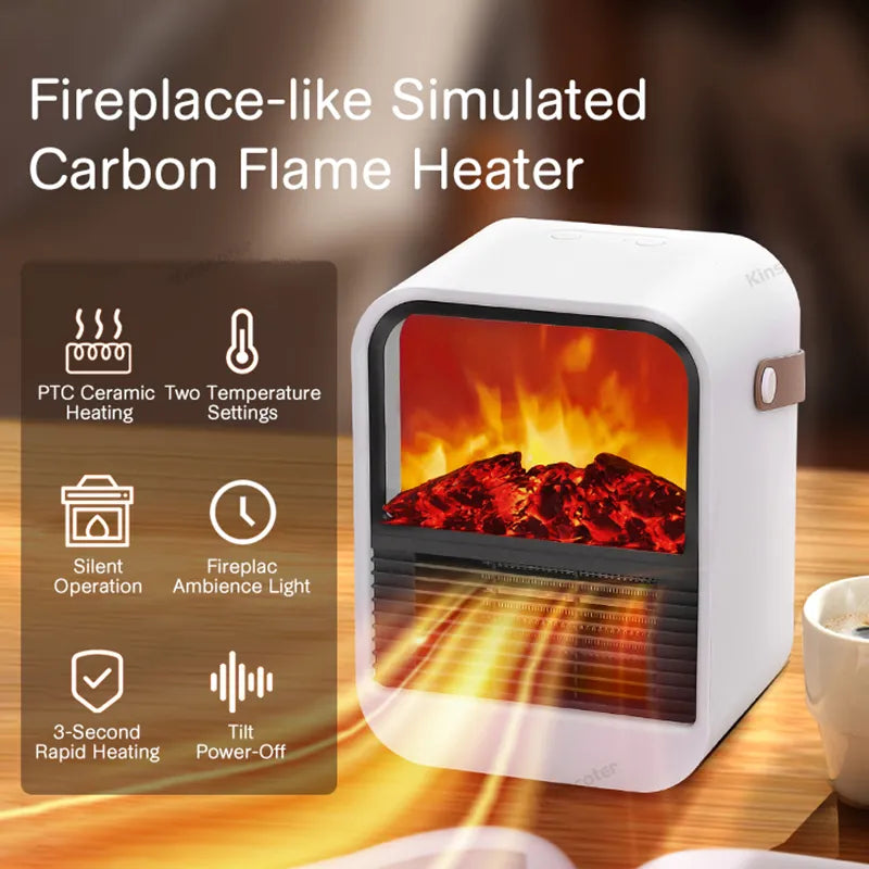 Fireplace Electric Heater Warm Blower Fan Portable Desktop Household Home Heating Stove Radiator Flame Warmer Machine