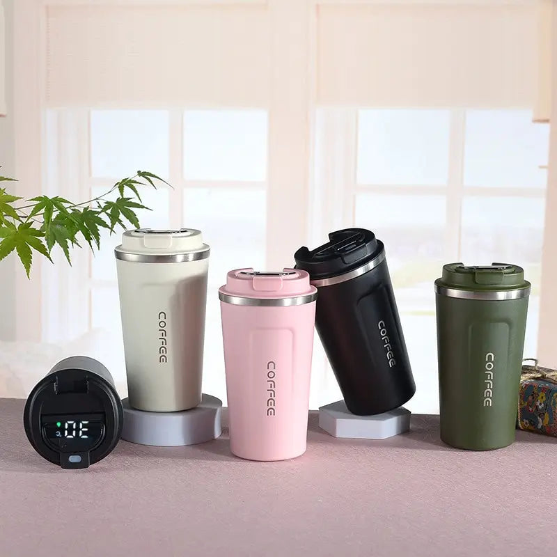 1Pc 500Ml Digital Coffee Mug,Stainless Steel Tea Coffee Mug Thermos Flask Travel Mug, LED Temperature Display Thermal Mug