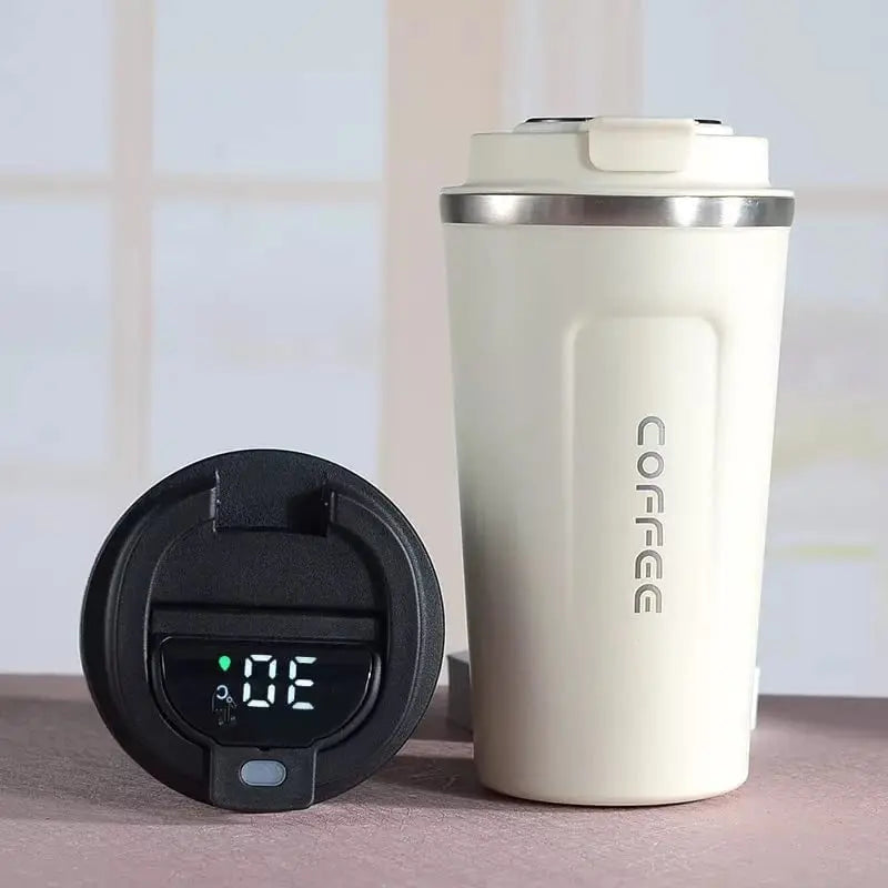 1Pc 500Ml Digital Coffee Mug,Stainless Steel Tea Coffee Mug Thermos Flask Travel Mug, LED Temperature Display Thermal Mug