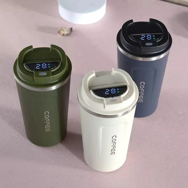 1Pc 500Ml Digital Coffee Mug,Stainless Steel Tea Coffee Mug Thermos Flask Travel Mug, LED Temperature Display Thermal Mug