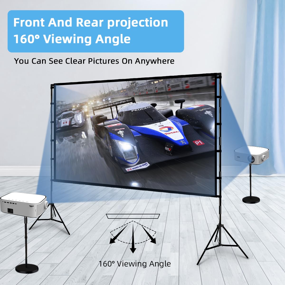 TOWOND 120'' Portable Projector Screen with Stand