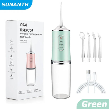 Portable Dental Water Flosser Oral Irrigator USB Rechargeable Water Floss Jet Tooth Pick 4 Tips 220Ml Mouth Washing Machine