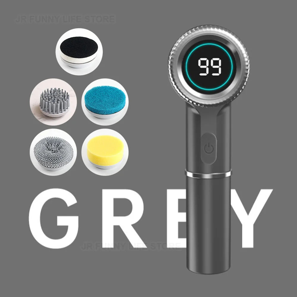 Smart Display Electric Cleaning Brush Wireless Kitchen Sink Cleaning Brush IPX7 Waterproof Electric Pot Brush Cleaning Tool