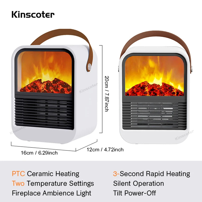 Fireplace Electric Heater Warm Blower Fan Portable Desktop Household Home Heating Stove Radiator Flame Warmer Machine